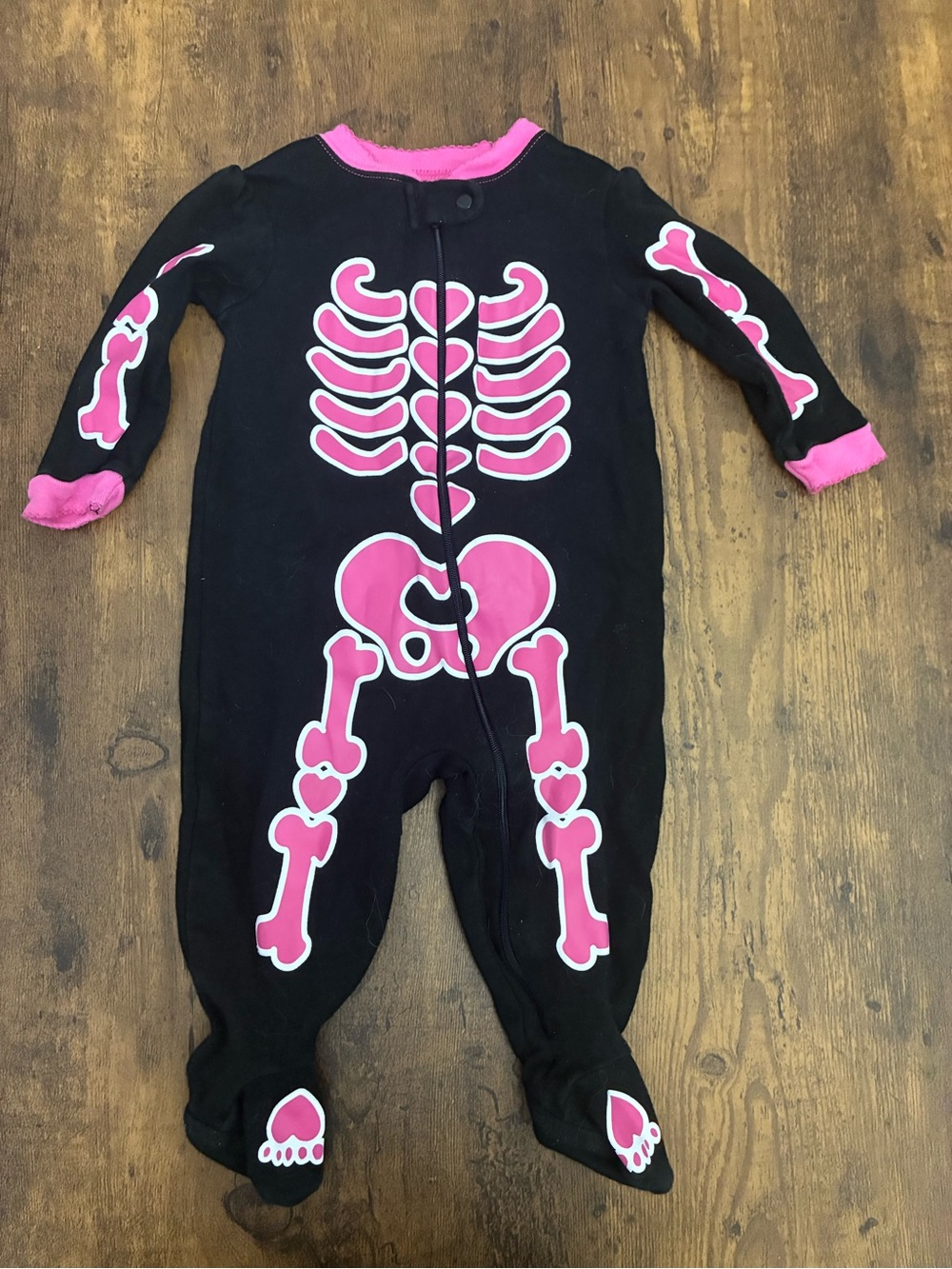 Girl’s 6-9M Pink Skeleton Footed Sleeper